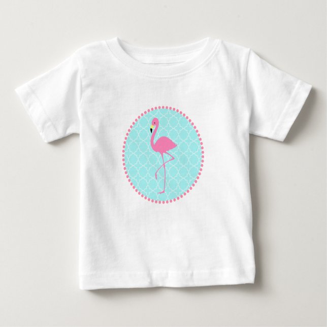 Camiseta De Bebé Cuatrefoil azul + Flamingo rosa Tutu Bodysuit (Anverso)