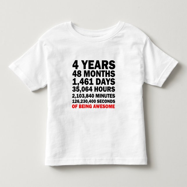 Camiseta De Bebé Cuatro Años De Ser Increíble (Anverso)