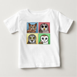 Camiseta De Bebé Cuatro búhos del color (en colores pastel)