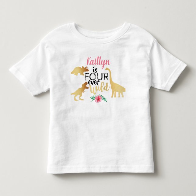 Camiseta De Bebé Cuatro cumpleaños salvajes para niñas de 4 años (Anverso)