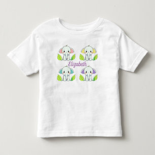 Camiseta De Bebé Cuatro Elefantes Adorables con el Nombre del Niño