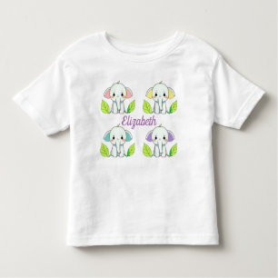 Camiseta De Bebé Cuatro elefantes con nombre de niño