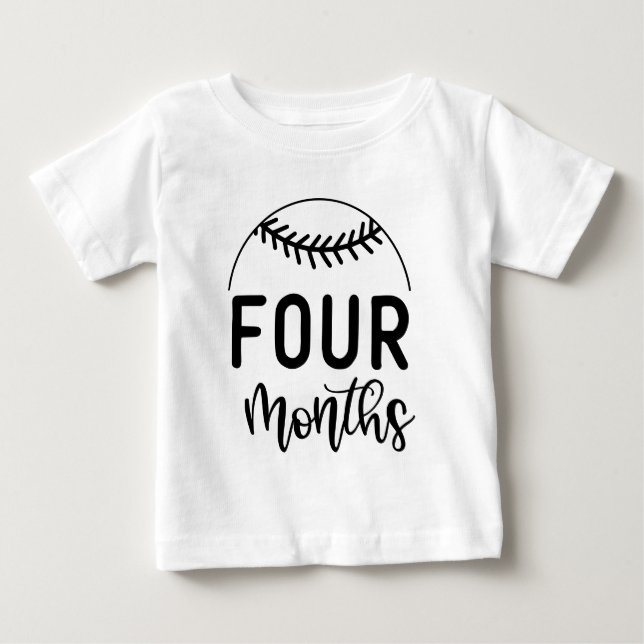 Camiseta De Bebé Cuatro Meses Béisbol Bebé Hito - (Anverso)