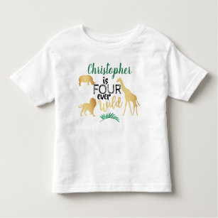 Camiseta De Bebé Cuatro niños Safari de la Selva Salvaje en el 4º c