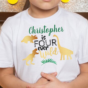 Camiseta De Bebé Cuatro niños salvajes dinosaurio cumpleaños 4