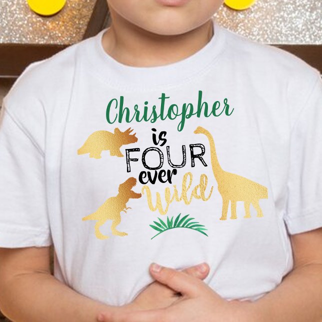 Camiseta De Bebé Cuatro niños salvajes dinosaurio cumpleaños 4 (Subido por el creador)