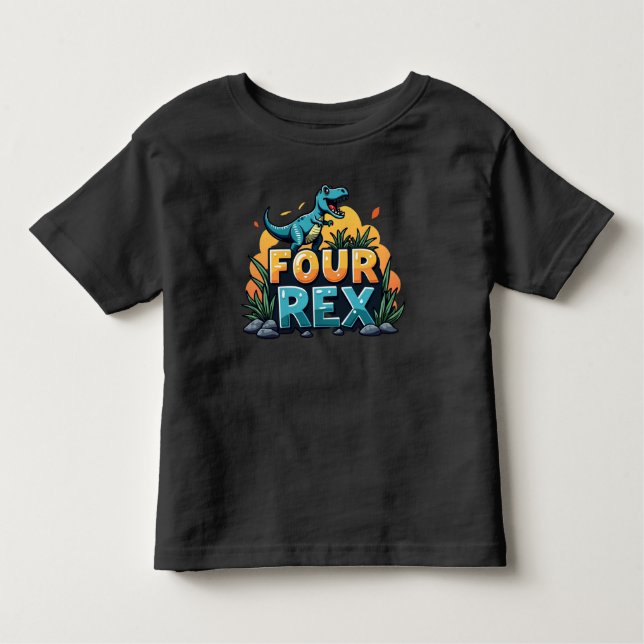 Camiseta De Bebé Cuatro Rex: ¡La manera Dino de celebrar las cuatro (Anverso)