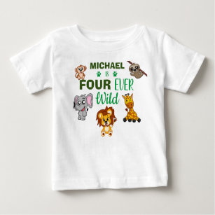 Camiseta De Bebé Cuatro salvajes Safari de la Selva Cuarto Cumpleañ