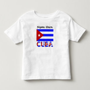 Camiseta De Bebé Cuba y Bandera Cubana Azul Claro Personalizado 