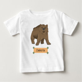 Camiseta De Bebé Cubo de oso marrón con nombre