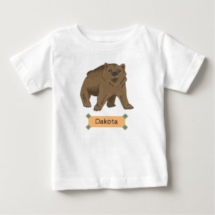 Camiseta De Bebé Cubo de oso marrón con nombre
