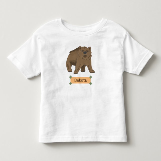 Camiseta De Bebé Cubo De Oso Marrón De Woodland (Anverso)