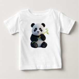 Camiseta De Bebé Cubo de panda 3D lindo con bambú brillante