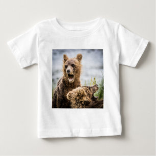 Camiseta De Bebé Cubos Grizzly Buscando Su Mamá