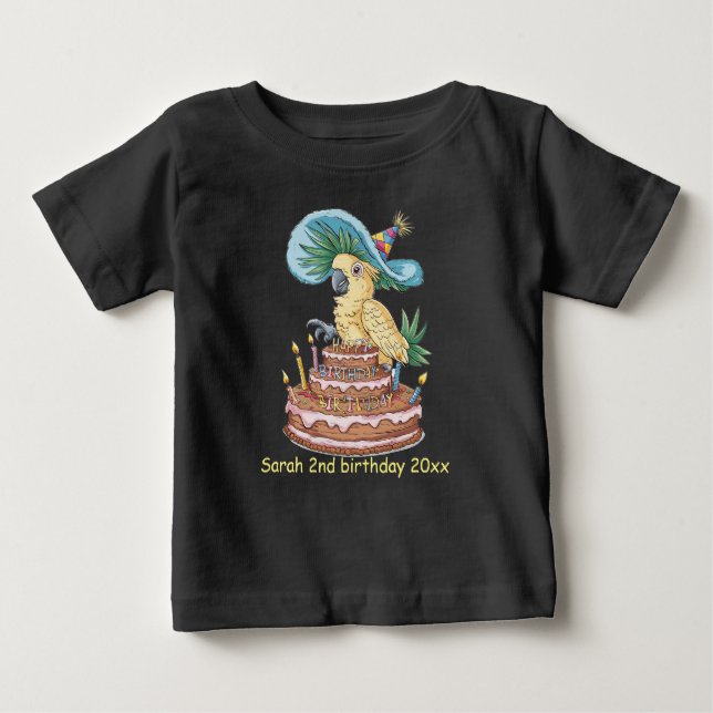 Camiseta De Bebé cucaracha encaramada en pastel de cumpleaños gorra (Anverso)