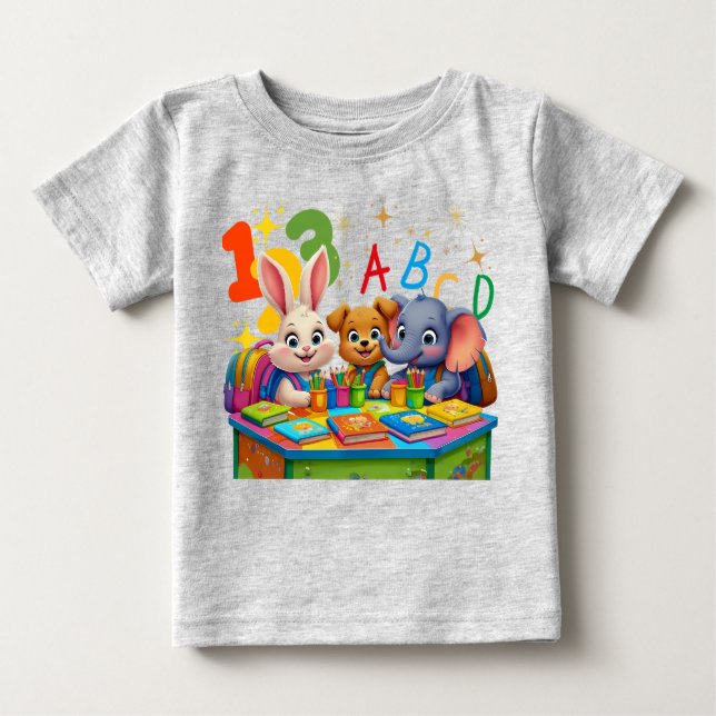 Camiseta De Bebé Cudades de kindergarten - Amigos animales de ABC (Anverso)
