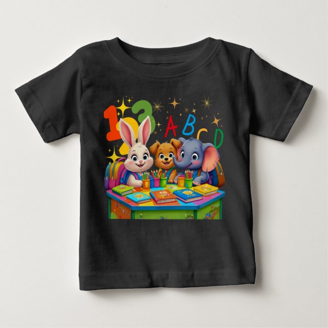 Camiseta De Bebé Cudades de kindergarten - Amigos animales de ABC (Anverso)
