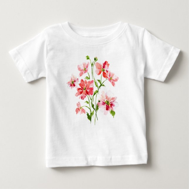 Camiseta De Bebé Cuenca floral de adormidera roja (Anverso)