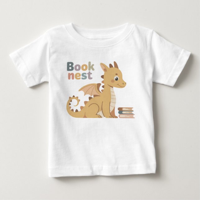 Camiseta De Bebé Cuento Bonito Libro Nido Bebé Dragón Leyendo (Anverso)