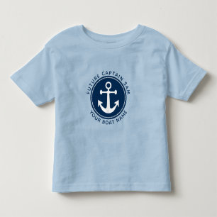 Camiseta De Bebé Cuerda Divertida de Ancla Náutica Nombre de Capitá