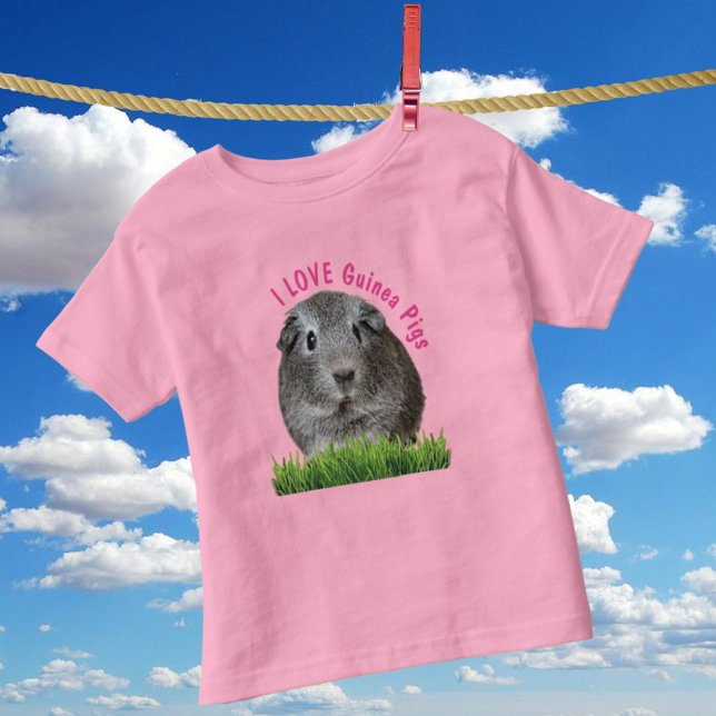 Camiseta De Bebé Cuesta que amo a los cerdos de Guinea Personalizad (front cute guinea pig tee shirt with template text)