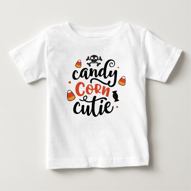 Camiseta De Bebé Cuidad de maíz de dulce de Halloween nombre bebé T (Anverso)