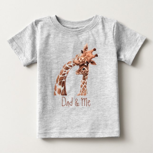 Camiseta De Bebé Cuidada acuarela Giraffe Dad & Me Baby Bodysuit (Anverso)