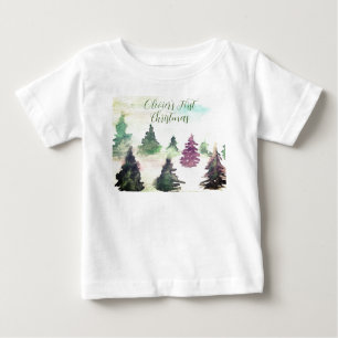 Camiseta De Bebé Cuidada acuarela mi primera Navidad