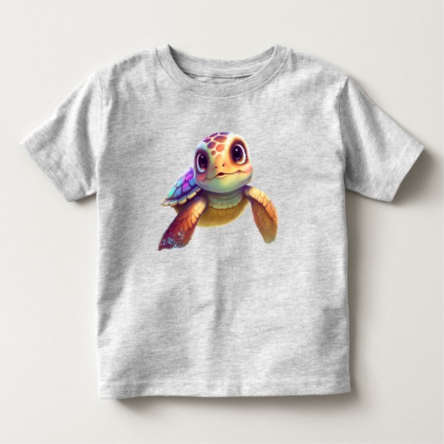 Camiseta De Bebé Cuidada acuarela Natación Niños Bebé Tortuga Púrpu (Anverso)