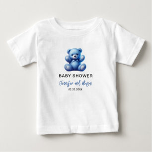 Camiseta De Bebé Cuidada Azul Teddy Bear Vintage Bebé Ducha