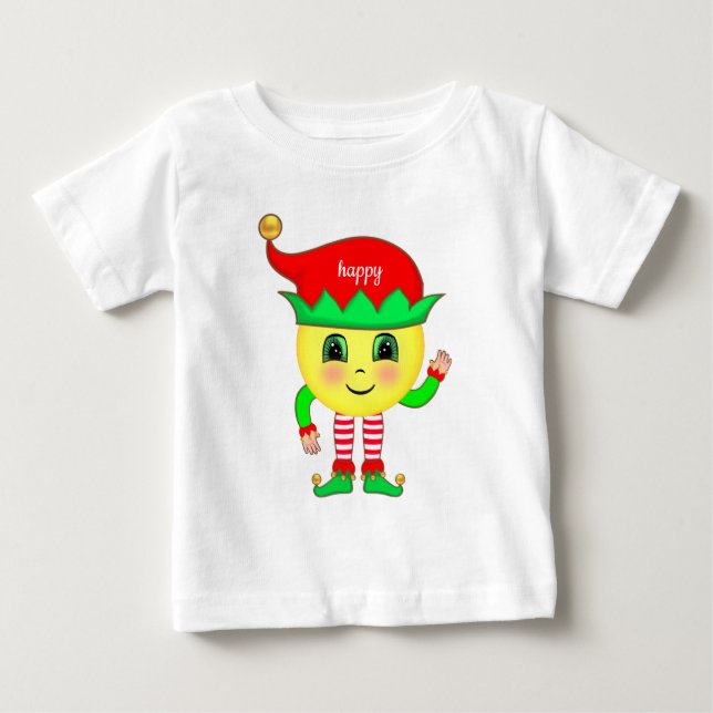 Camiseta De Bebé Cuidada cara feliz de elfo bebé (Anverso)