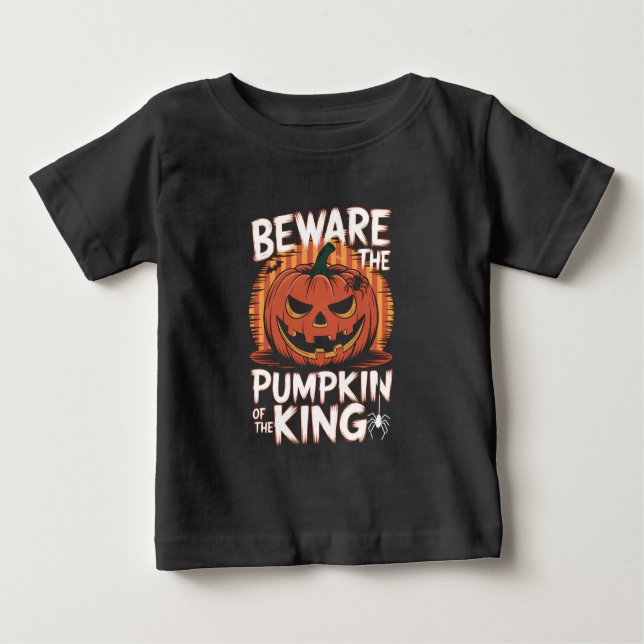 Camiseta De Bebé Cuidado con la calabaza del rey Halloween (Anverso)
