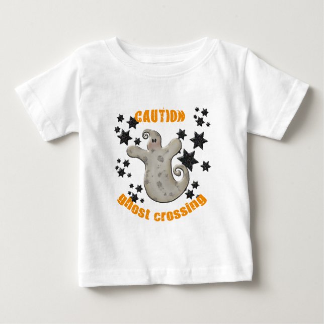 Camiseta De Bebé ¡Cuidado! Cruce fantasma - Estrellas Purpurinas ne (Anverso)