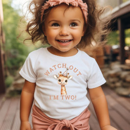Camiseta De Bebé Cuidado Soy Dos Jirafa Adorable Niño Pequeño