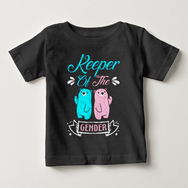 Camiseta De Bebé Cuidadora del oso de peluche rosa y azul de género (Anverso)