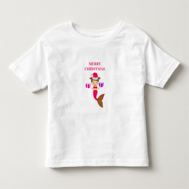 Camiseta De Bebé Cuidados Navidades de la sirena Chica Santa Hat Xm (Anverso)