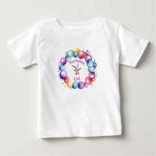 Camiseta De Bebé Cuidados puntos de polka y conejo acuático colorid