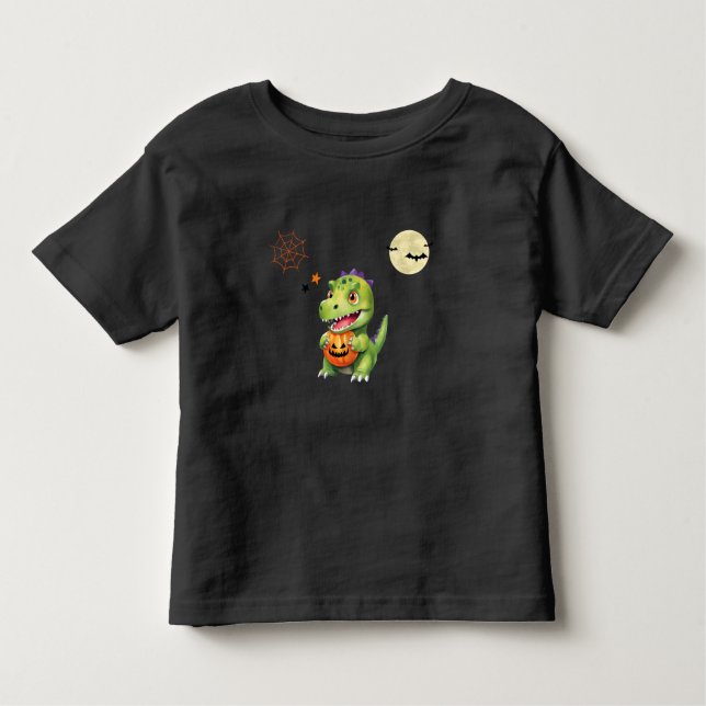 Camiseta De Bebé Cuidados trucos de calabaza de dinosaurio para tra (Anverso)