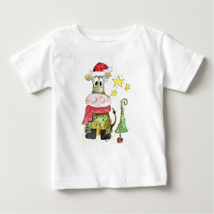 Camiseta De Bebé Cuidados y caprichosos Navidades vaca