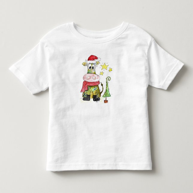 Camiseta De Bebé Cuidados y caprichosos Navidades vaca (Anverso)