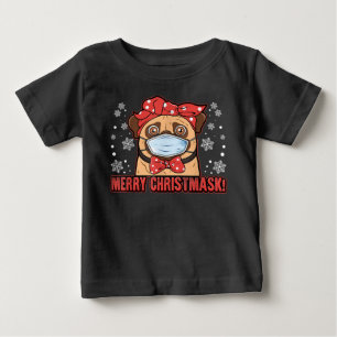 Camiseta De Bebé Cum Pug Dog Face Mask Feliz Navidad
