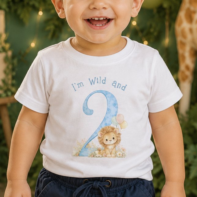 Camiseta de bebé cumpleañera salvaje azul y dos añ (Subido por el creador)
