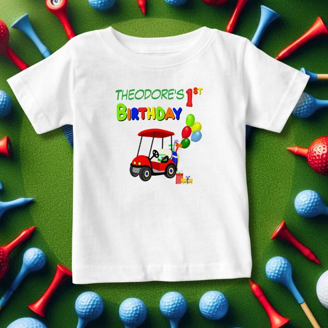 Camiseta De Bebé Cumpleaños 1º Lindo Niño Carrito de Golf Rojo (Subido por el creador)