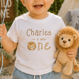 Camiseta de bebé Cumpleaños 1 año León Salvaje Nom