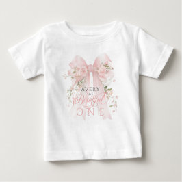 Camiseta De Bebé Cumpleaños 1 Bowtiiful Uno Lazo Floral Niñas