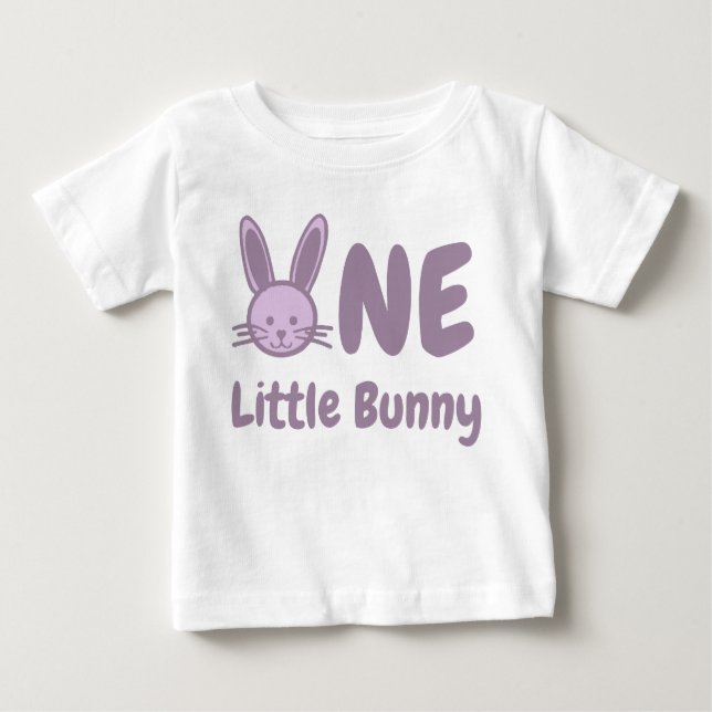 Camiseta De Bebé Cumpleaños 1 de Conejito Pequeño (Anverso)
