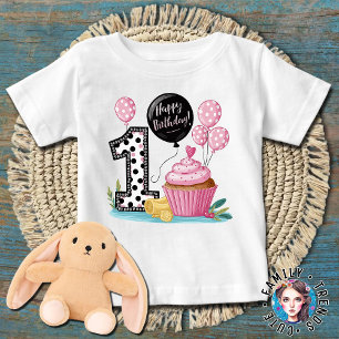 Camiseta De Bebé Cumpleaños 1 de Cute Cupcake