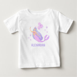 Camiseta De Bebé Cumpleaños 1 de la niña sirena púrpura bajo el mar