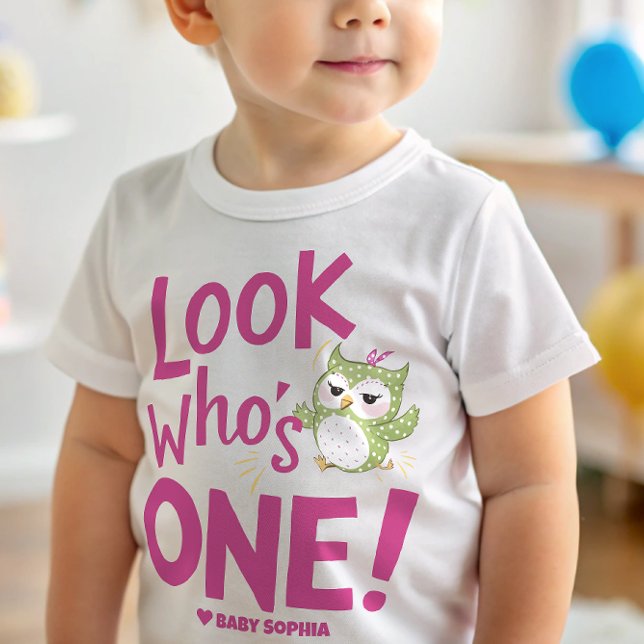 Camiseta De Bebé cumpleaños 1 de lechuza (Subido por el creador)