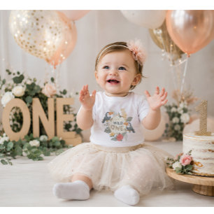 Camiseta De Bebé Cumpleaños 1 de Niñas Jungla Tropical Tucán Salvaj